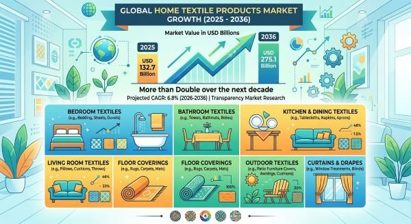 Home Textile Market Set to Double by 2036 as Sustainability and Urban Growth Drive Demand