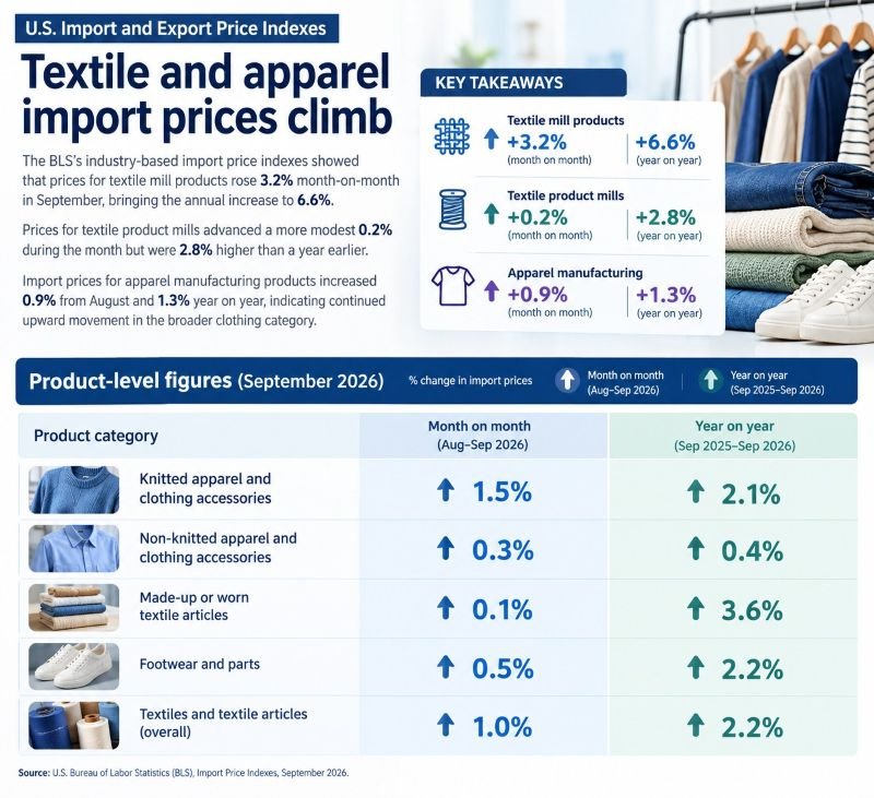 US Import Prices Rise, Adding Cost Pressure Across Textile, Clothing and Footwear Supply Chains